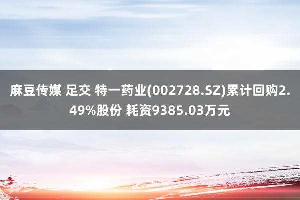 麻豆传媒 足交 特一药业(002728.SZ)累计回购2.49%股份 耗资9385.03万元