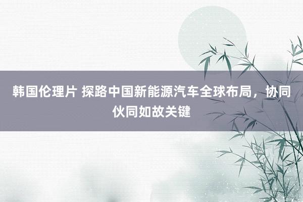 韩国伦理片 探路中国新能源汽车全球布局，协同伙同如故关键